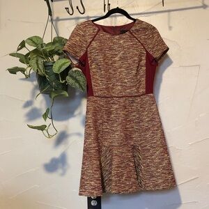 J. Crew Maroon and Gold Mini Dress